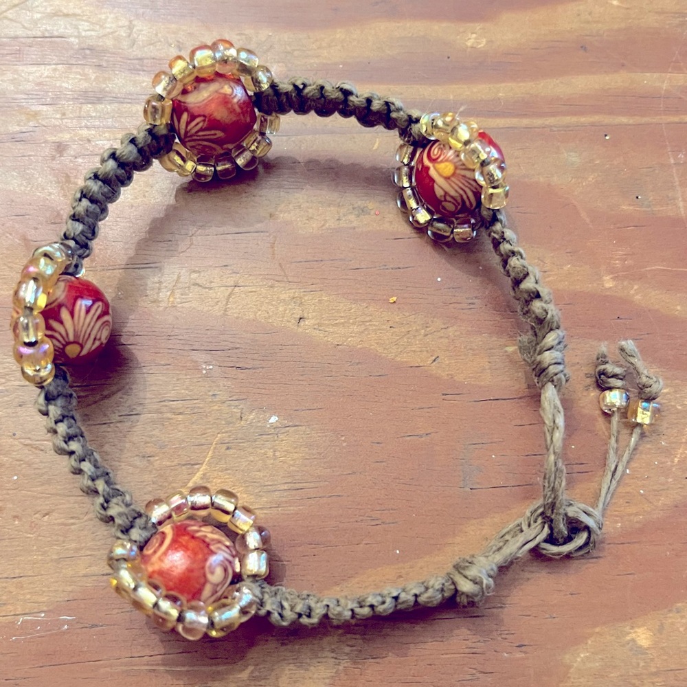 Handmade Hemp & Bead Bracelet